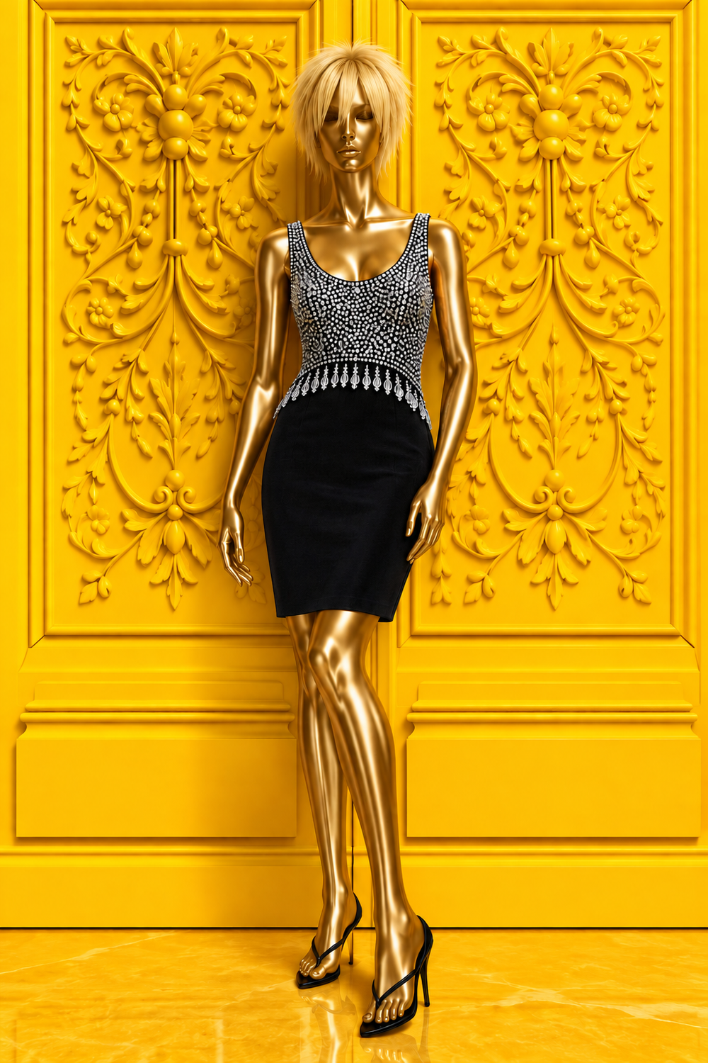 Silver Crystal Drop Cocktail Dress