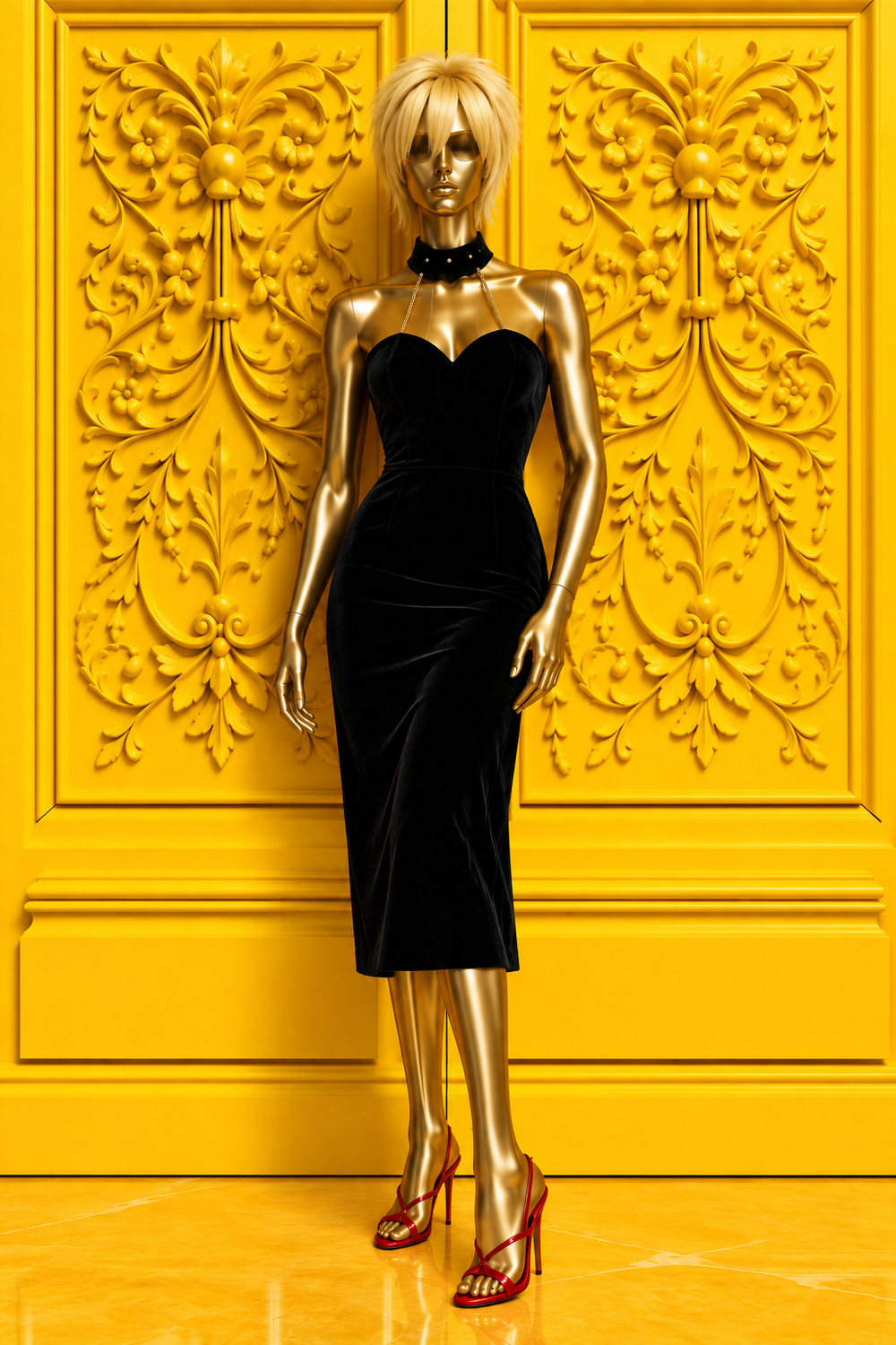Sweetheart Diamond Choker Cocktail Dress