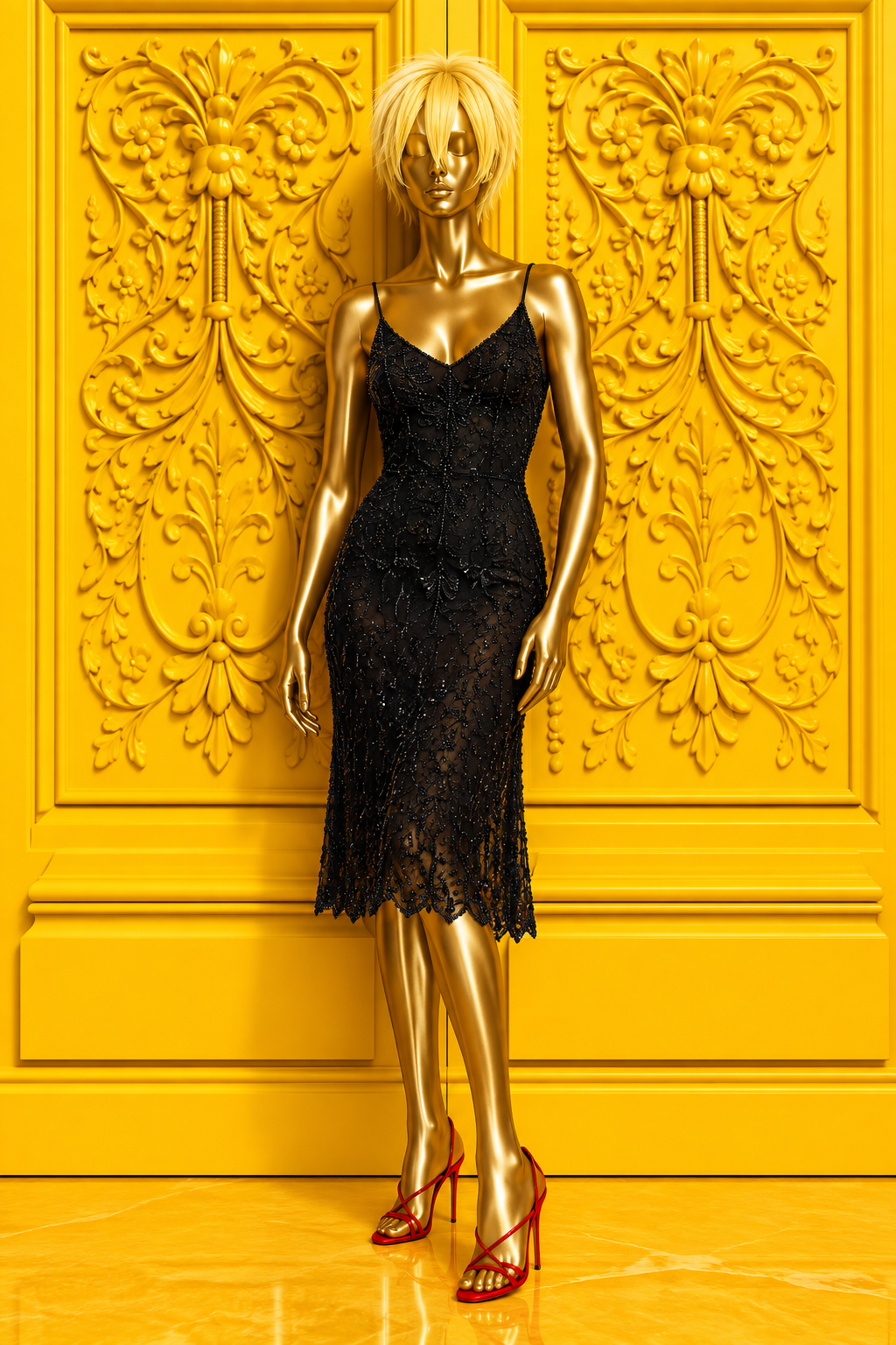 Beaded Lace Sequins Cocktail Dress