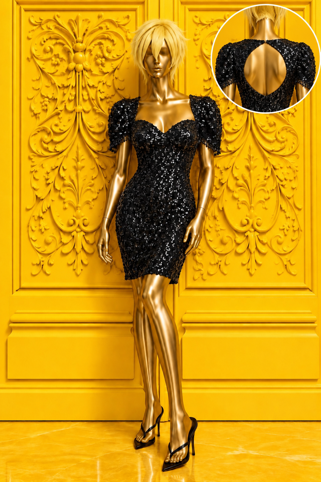 Black Sequins Cocktail Dress