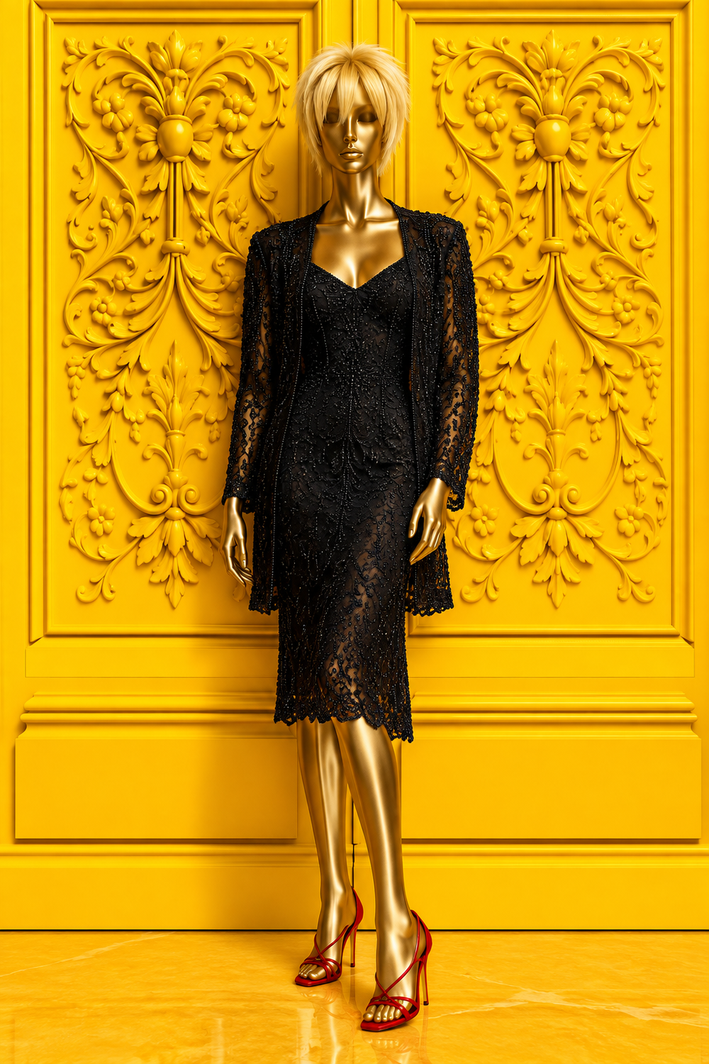 Black Sequins Beaded Cocktail Jacket