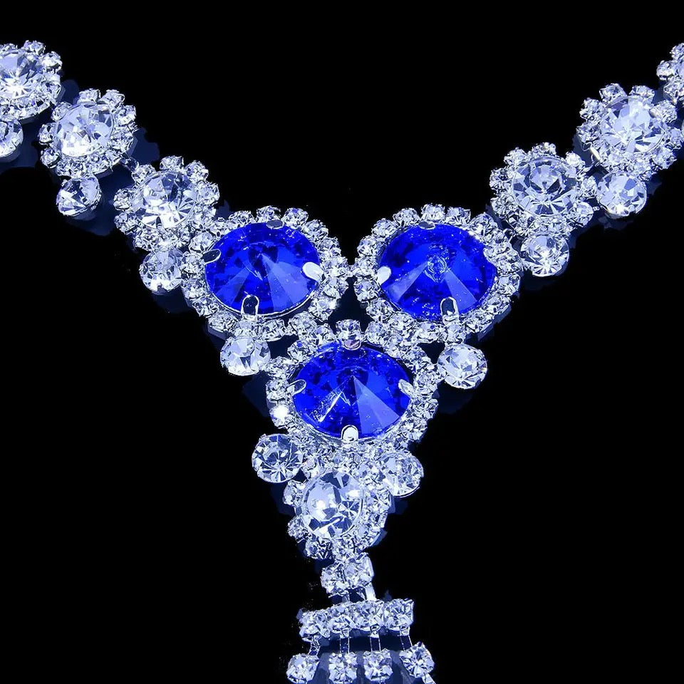 BLUE CRYSTAL NIPPLE BODY CHAIN - GOLD