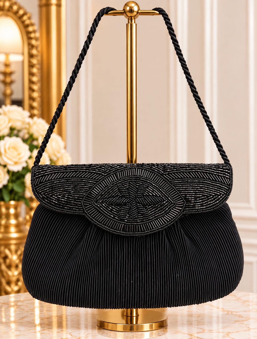NOIR BEADED MINI BAG