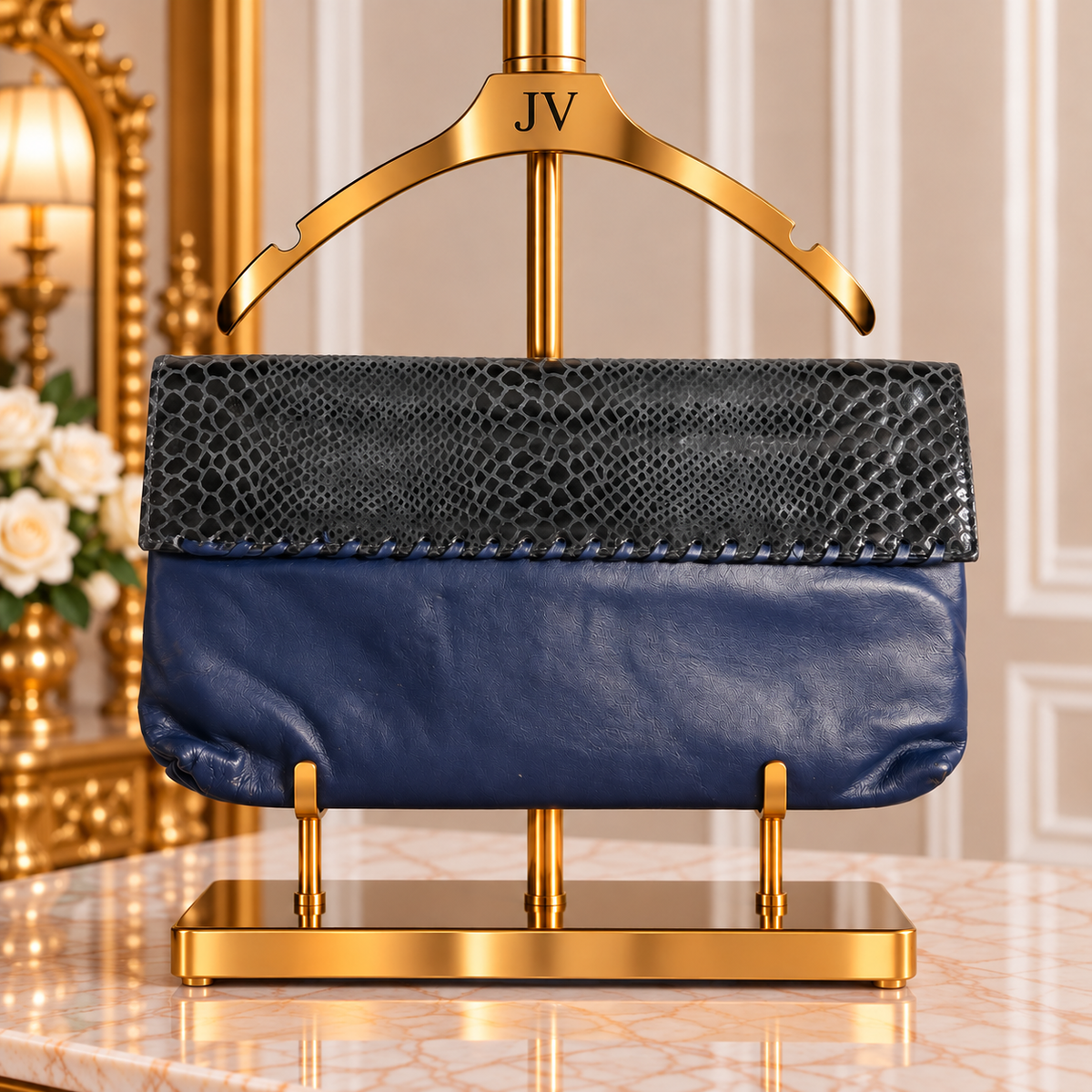 BRAID BLUE CLUTCH
